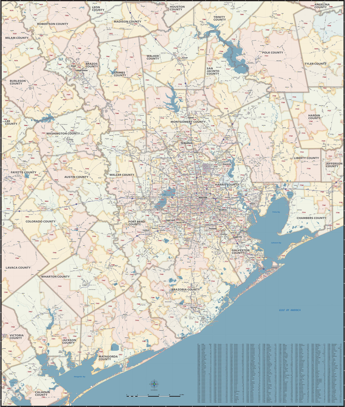 Greater Houston Metro Area ZIP Code Map