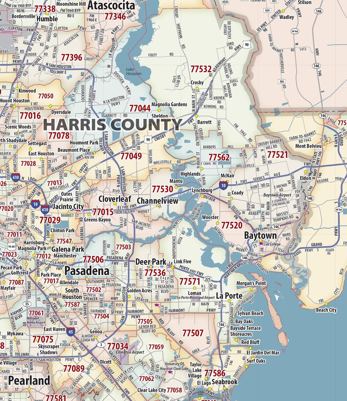 Greater Houston Metro Area ZIP Code Map