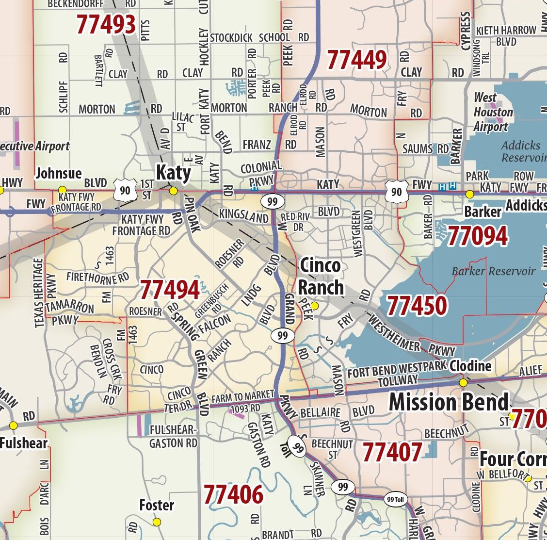 Greater Houston Metro Area ZIP Code Map