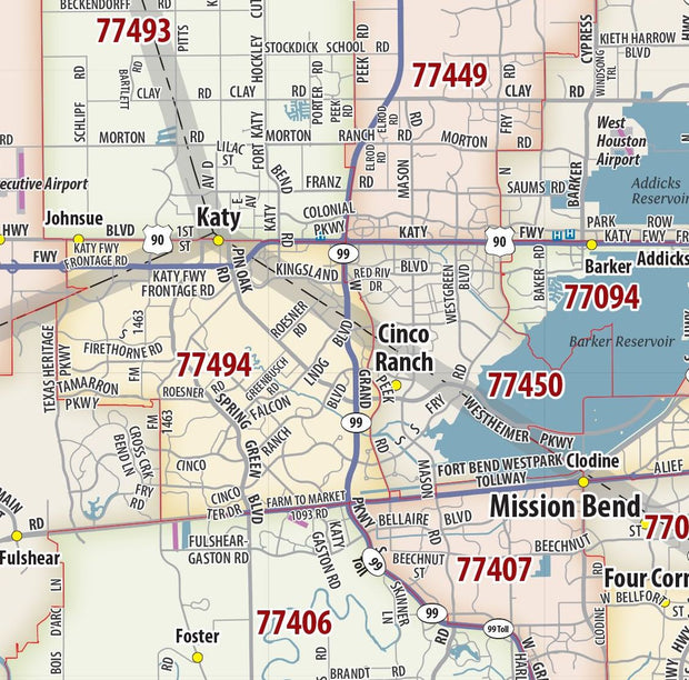 Greater Houston Extended Metro Area ZIP Code Map