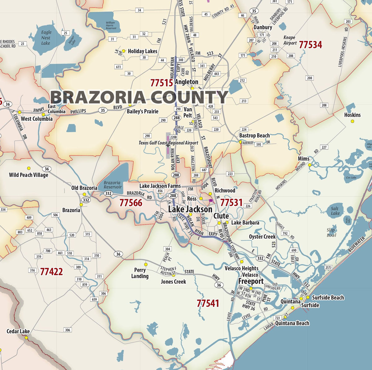 Greater Houston Metro Area ZIP Code Map