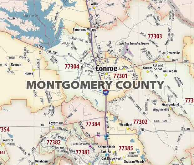 Greater Houston Extended Metro Area ZIP Code Map