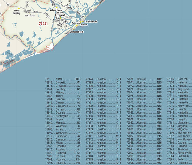 Greater Houston Extended Metro Area ZIP Code Map
