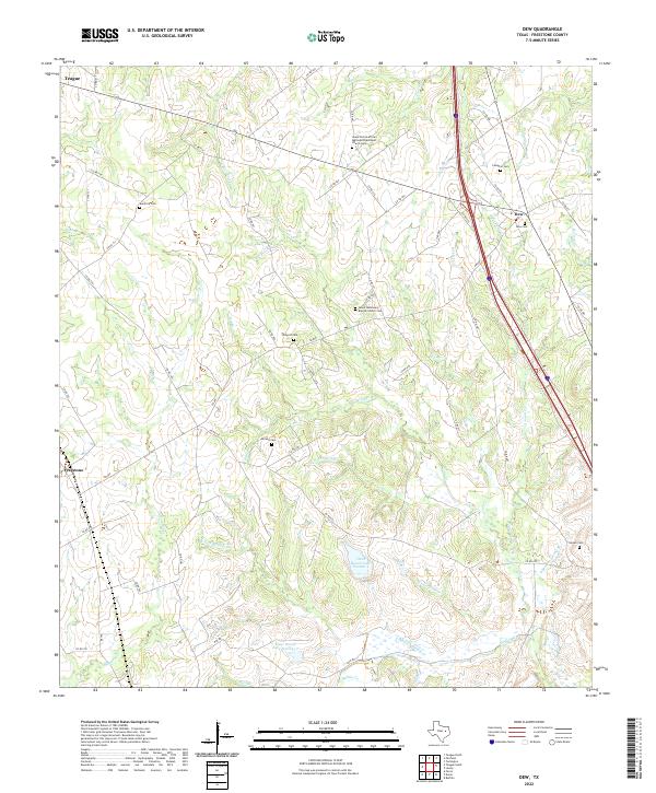US Topo 7.5-minute map for Dew TX