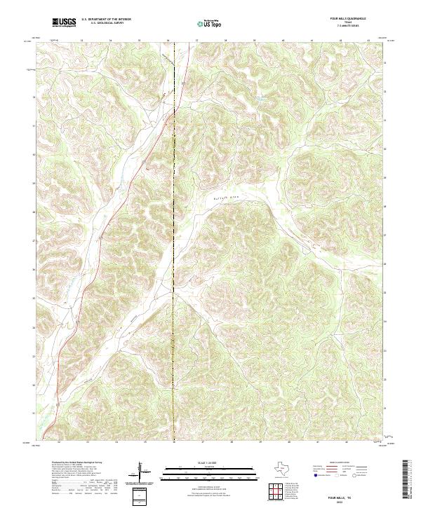 US Topo 7.5-minute map for Four Mills TX