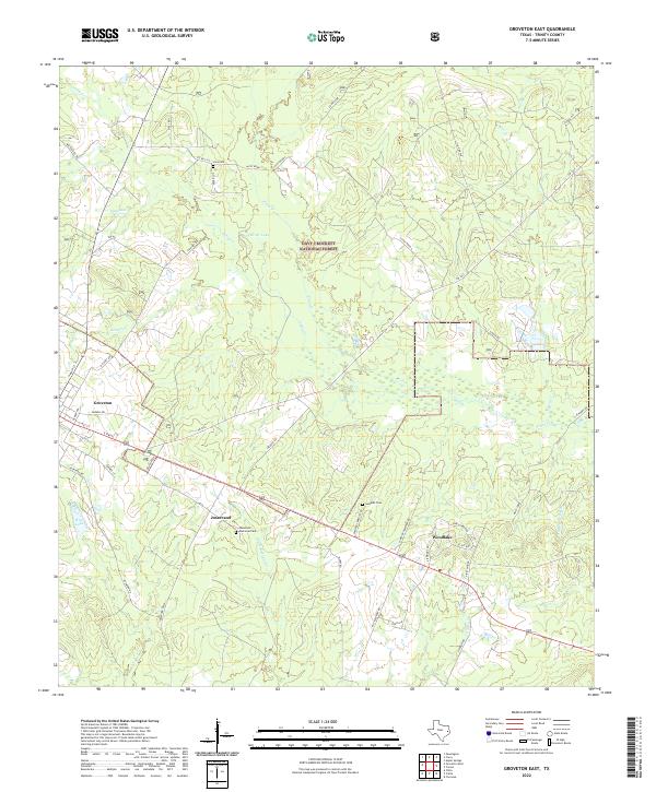 US Topo 7.5-minute map for Groveton East TX