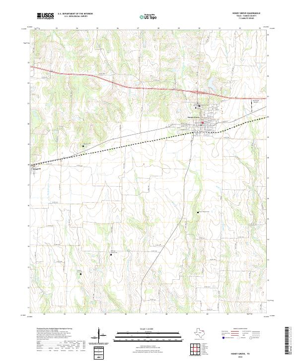US Topo 7.5-minute map for Honey Grove TX