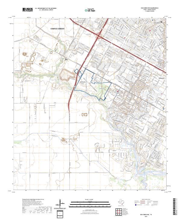 US Topo 7.5-minute map for Oso Creek NW TX