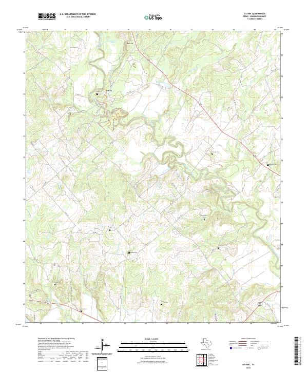 US Topo 7.5-minute map for Ottine TX