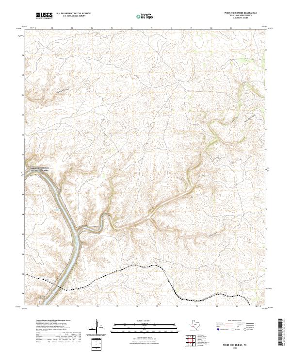 US Topo 7.5-minute map for Pecos High Bridge TX