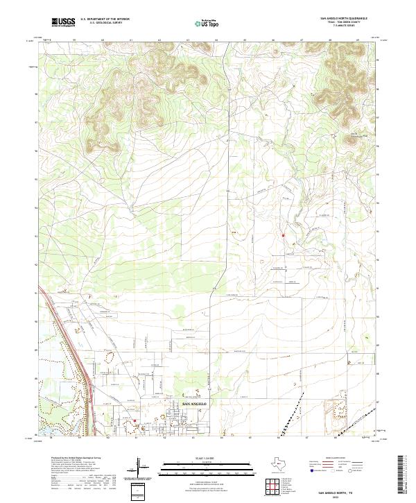 US Topo 7.5-minute map for San Angelo North TX