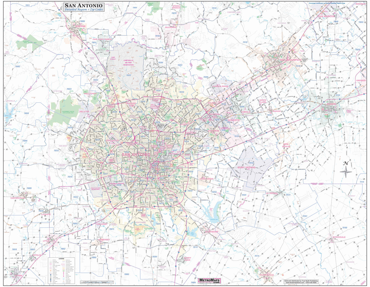 San Antonio Regional Area Major Arterial Wall Map