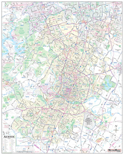 Austin Metro Area Major Arterial Wall Map