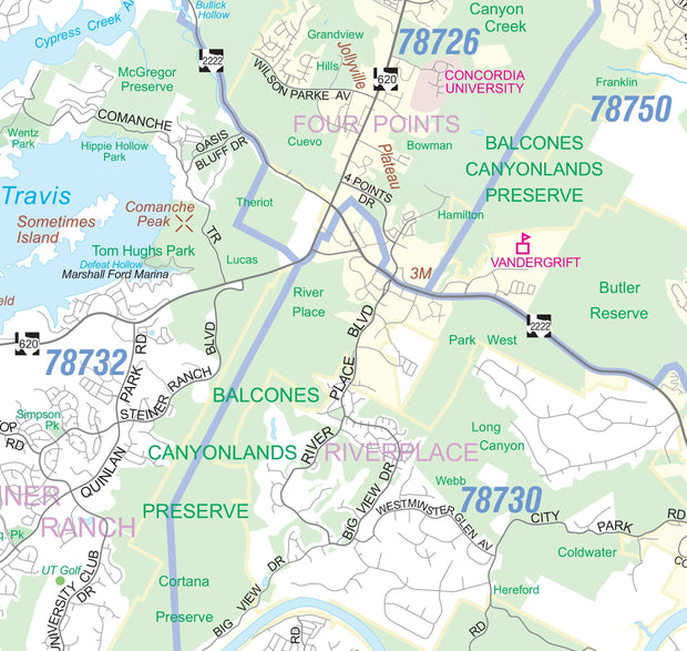 Austin Metro Area Major Arterial Wall Map