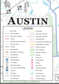 Austin Metro Area Major Arterial Wall Map