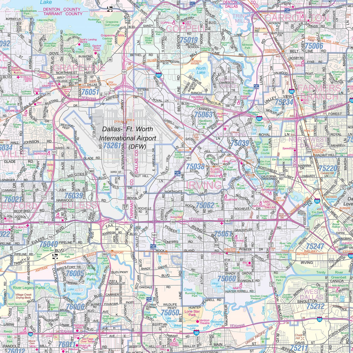DFW Regional Area Major Arterial Wall Map