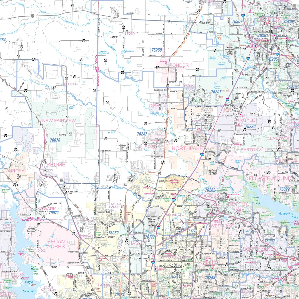 DFW Regional Area Major Arterial Wall Map