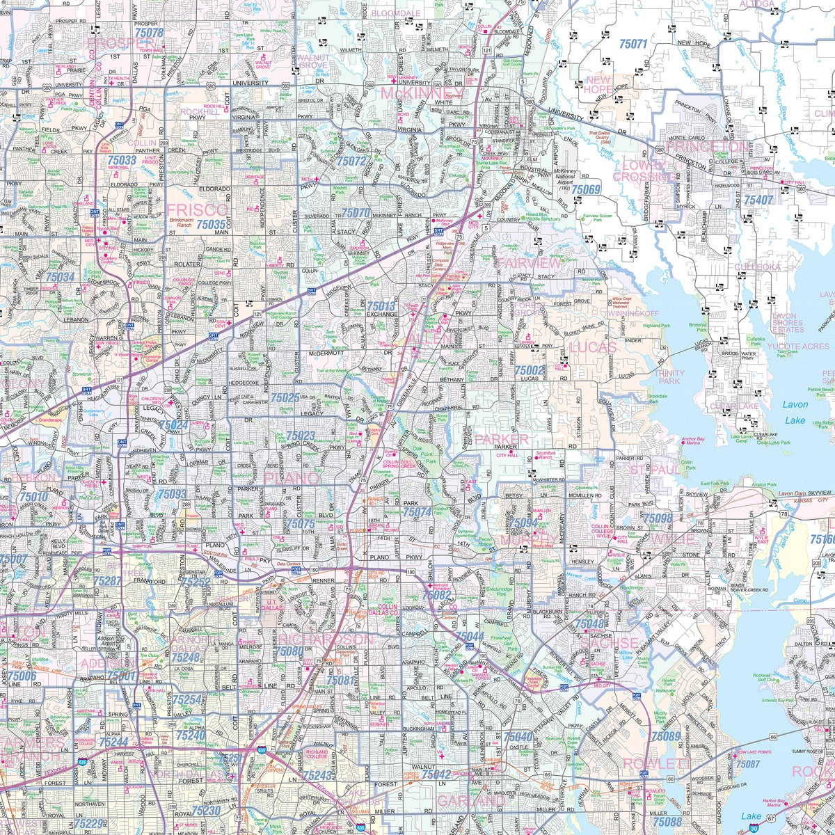 DFW Regional Area Major Arterial Wall Map
