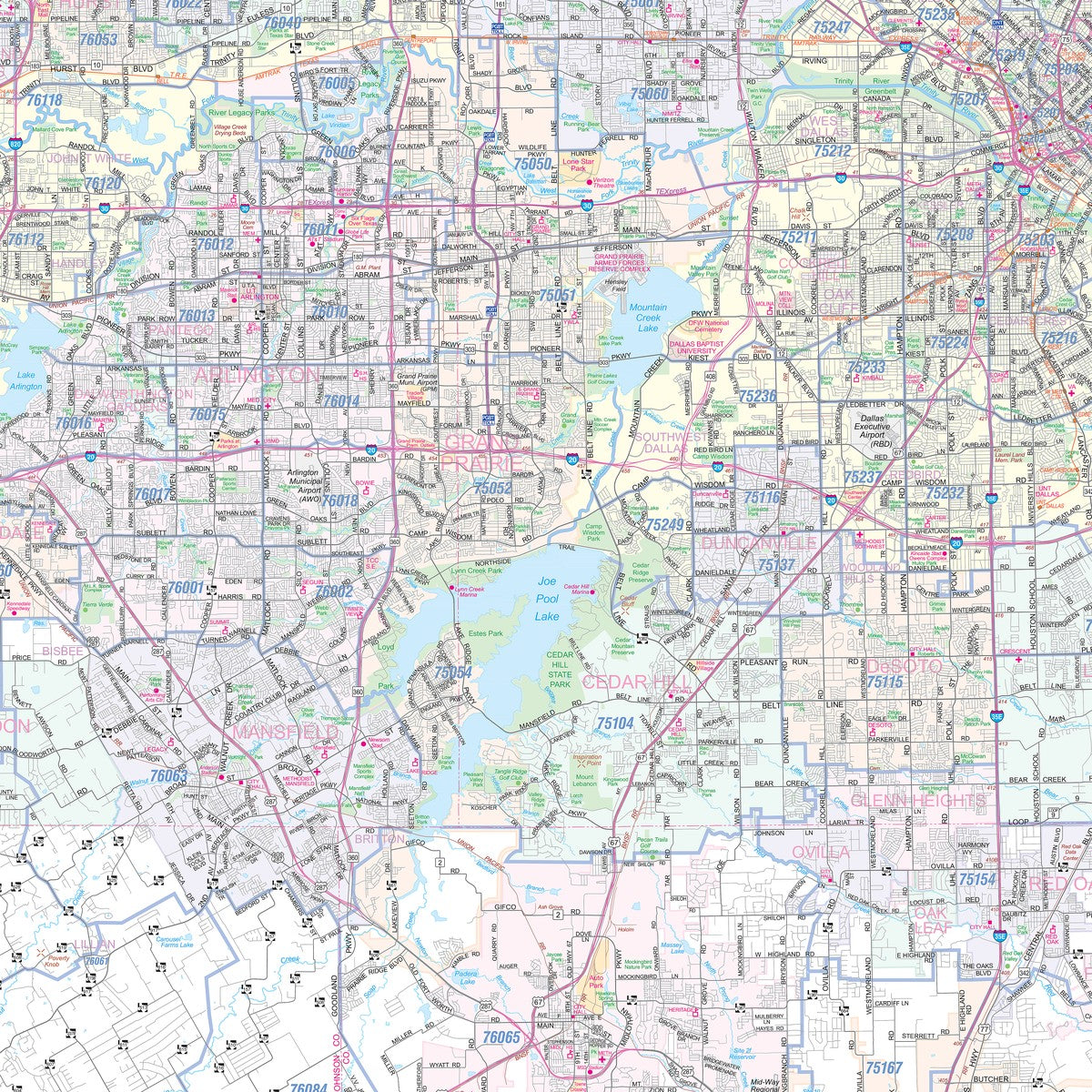 DFW Regional Area Major Arterial Wall Map