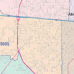 Colorcast Zip Code Style Wall Map of Abilene by Market Maps