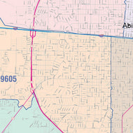Colorcast Zip Code Style Wall Map of Abilene by Market Maps