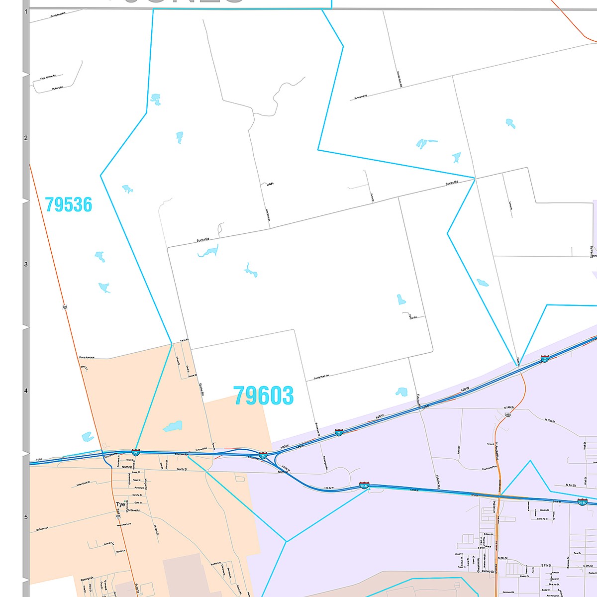 Premium Style Wall Map of Abilene, TX