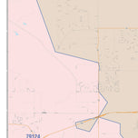 Colorcast Zip Code Style Wall Map of Amarillo, TX