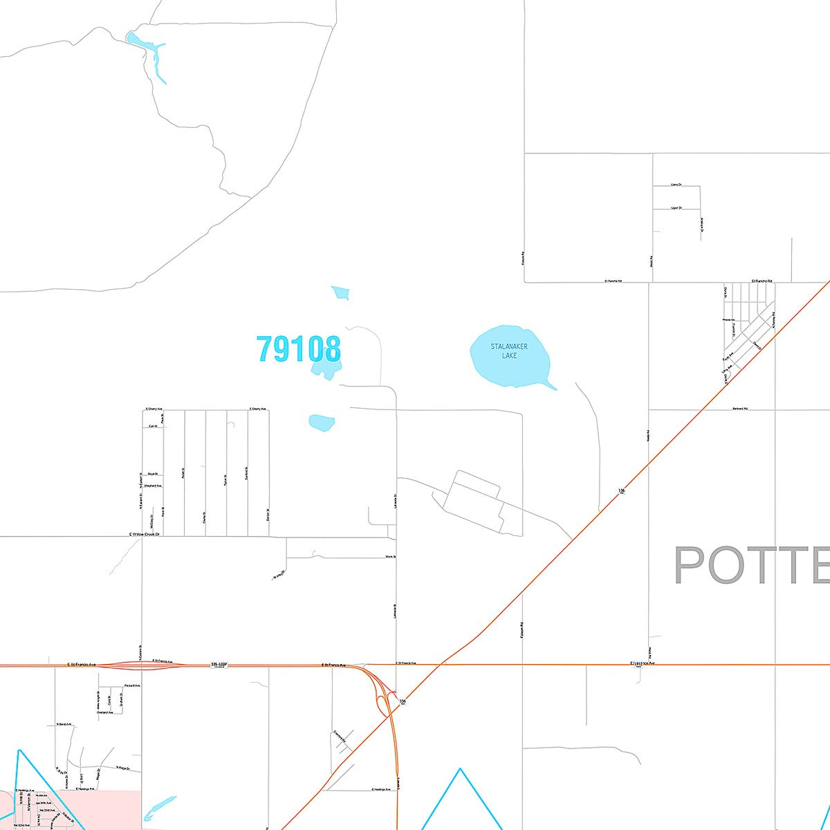 Premium Style Wall Map of Amarillo, TX
