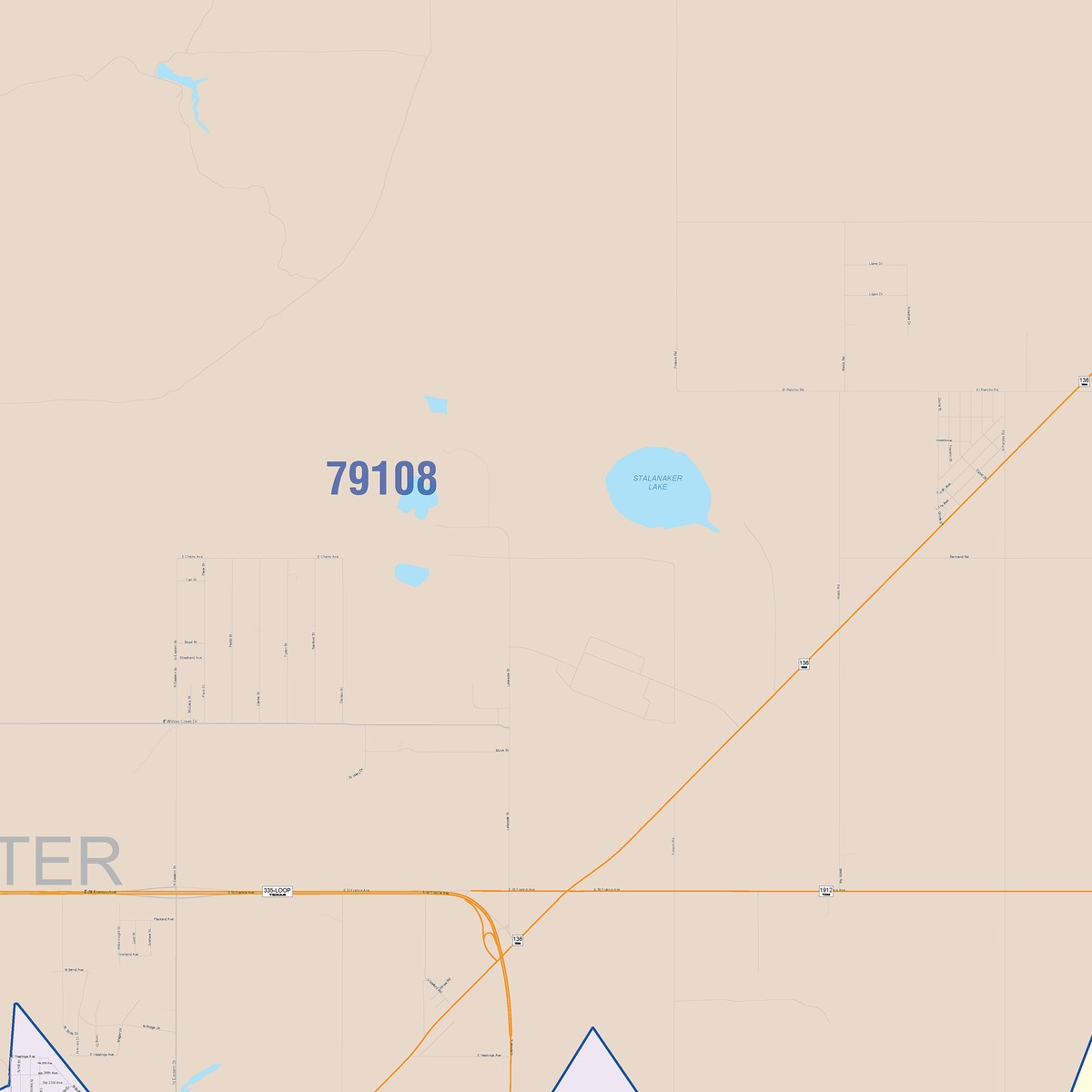 Colorcast Zip Code Style Wall Map of Amarillo, TX