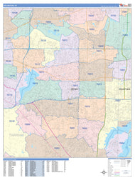 Colorcast Zip Code Style Wall Map of Arlington, TX