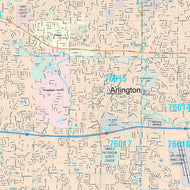 Premium Style Wall Map of Arlington, TX