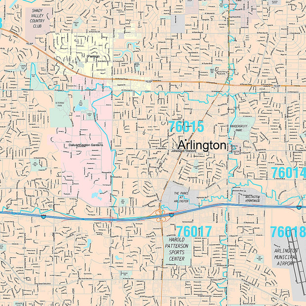 Premium Style Wall Map Of Arlington TX Texas Map Store Tx Arlington 02 Detail Center 620x 