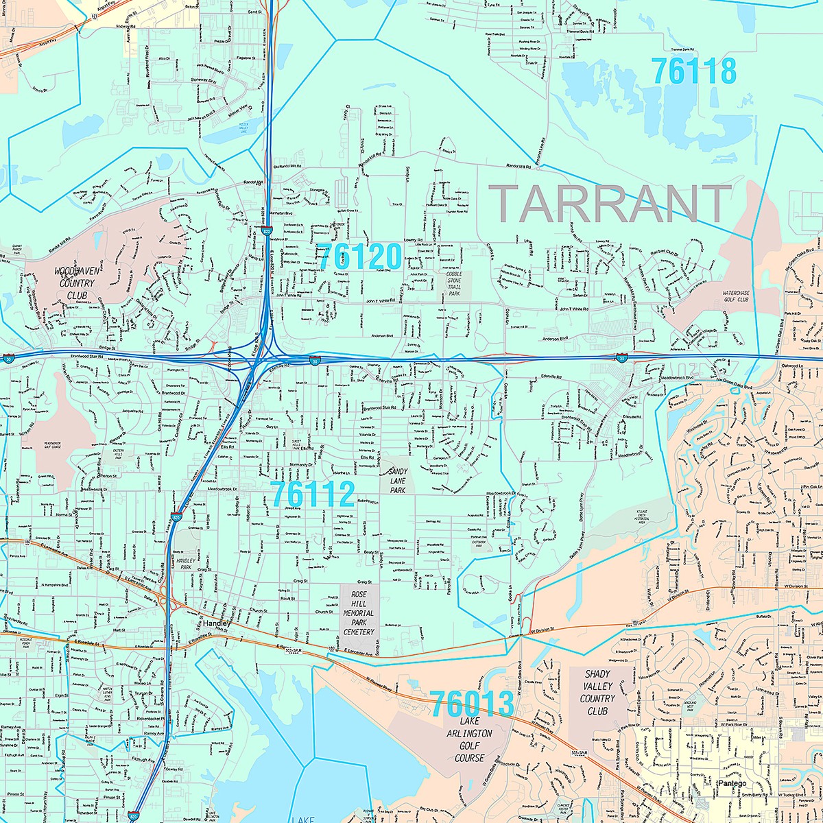 Premium Style Wall Map of Arlington, TX