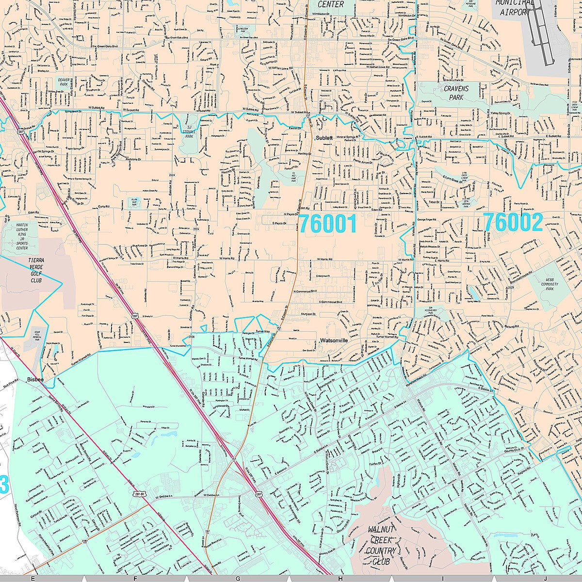 Premium Style Wall Map of Arlington, TX