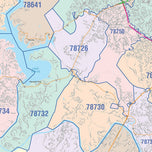Colorcast Zip Code Style Wall Map of Austin by Market Maps