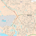 Premium Style Wall Map of Baytown, TX