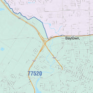 Colorcast Zip Code Style Wall Map of Baytown, TX