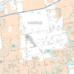 Premium Style Wall Map of Baytown, TX