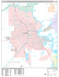 Premium Style Wall Map of Beaumont, TX