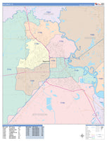 Colorcast Zip Code Style Wall Map of Beaumont, TX