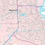 Premium Style Wall Map of Beaumont, TX