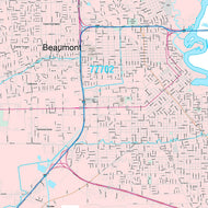 Premium Style Wall Map of Beaumont, TX