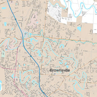 Premium Style Wall Map of Brownsville, TX