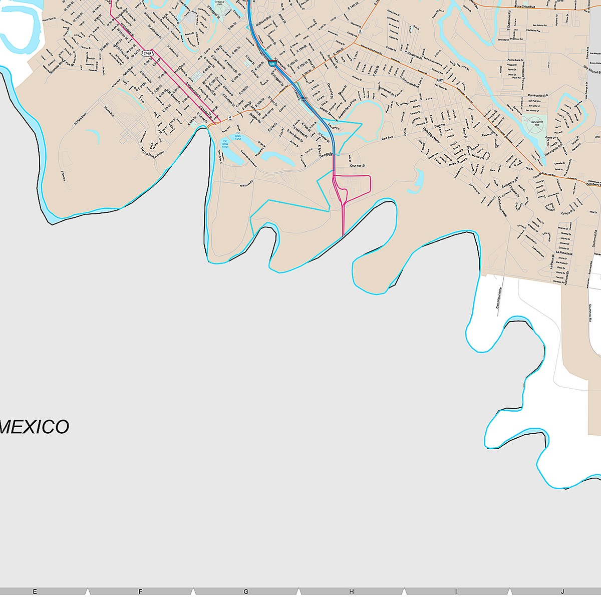 Premium Style Wall Map of Brownsville, TX