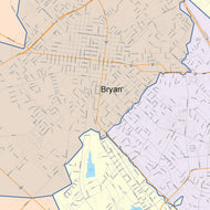 Colorcast Zip Code Style Wall Map of Bryan, TX