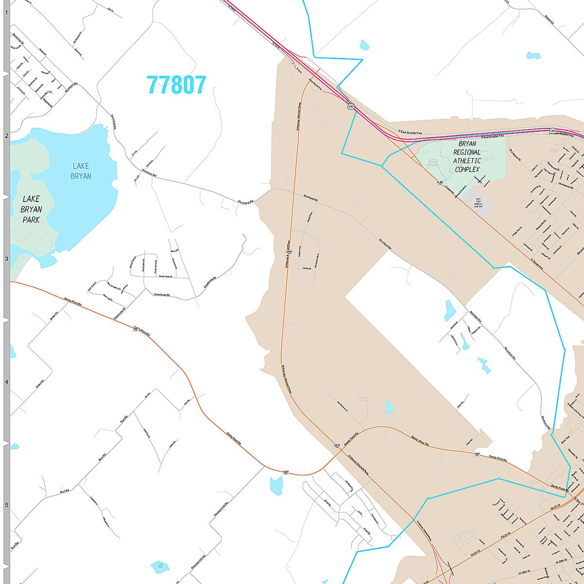 Premium Style Wall Map of Bryan, TX