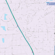 Colorcast Zip Code Style Wall Map of Carrollton, TX