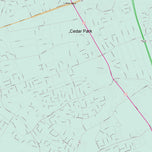 Colorcast Zip Code Style Wall Map of Cedar Park, TX