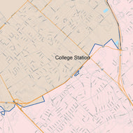 Colorcast Zip Code Style Wall Map of College Station, TX