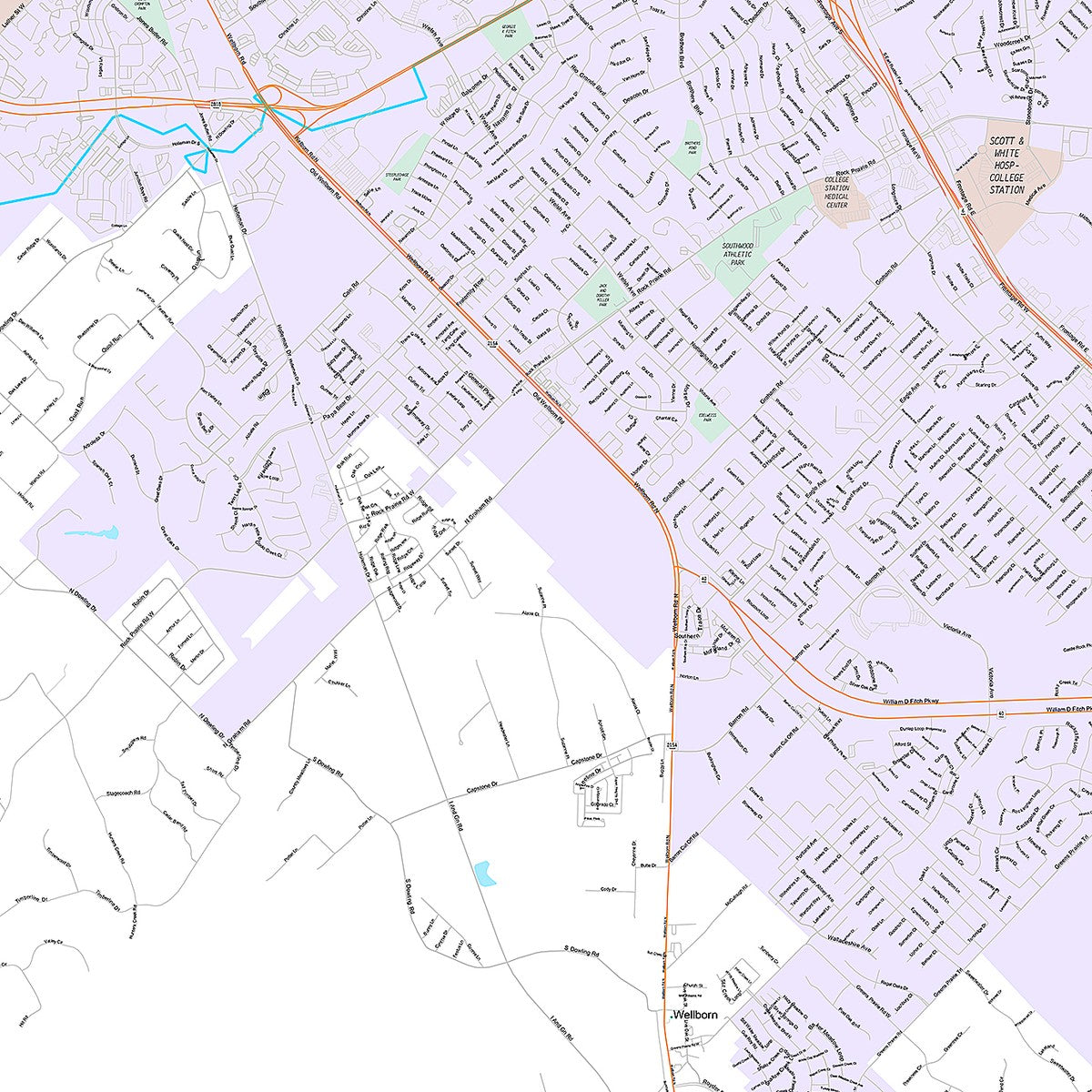 Premium Style Wall Map of College Station, TX